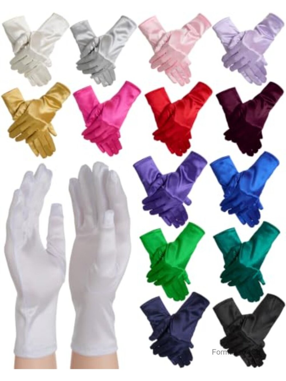 Satin Gloves for Women Tea Party Opera Dress Gloves Medium Stretch Pull On